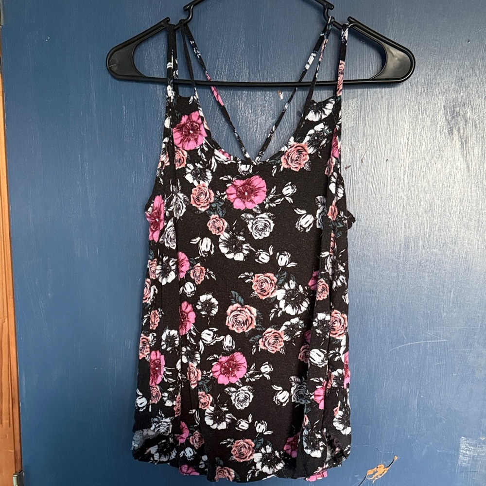Floral Black and Pink Women's Top
